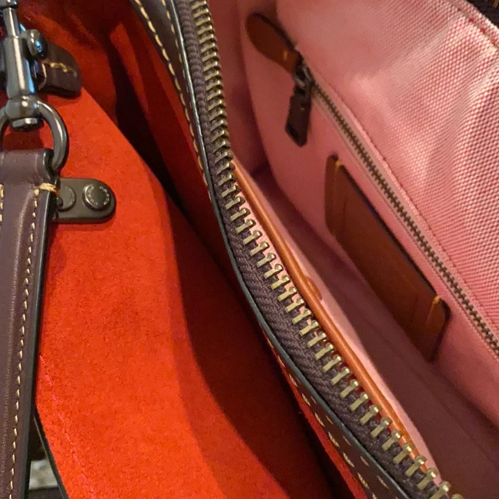 Coach Burgundy Leather Satchel with Red Interior - Picture 8 of 8
